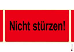 Bild von Warnetikett "Nicht stürzen!"