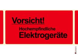 Zeige Details für Warnetikett "Vorsicht! Hochempfindliche Elektrogeräte" Bild von Warnetikett "Vorsicht! Hochempfindliche Elektrogeräte"