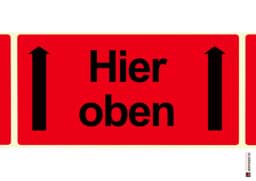 Zeige Details für Warnetikett "Hier oben" Bild von Warnetikett "Hier oben"