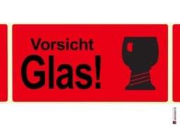 Zeige Details für Warnetikett "Vorsicht Glas!" Bild von Warnetikett "Vorsicht Glas!"