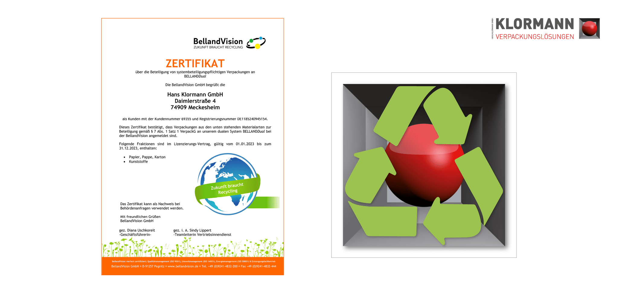 Zertifikat zur Systembeteiligung gem. Verpackungsgesetz