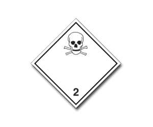 Bild von Gefahrgutetikett aus Haftpapier, "Giftige Gase", Kl. 2.3, 10 x 10 cm  