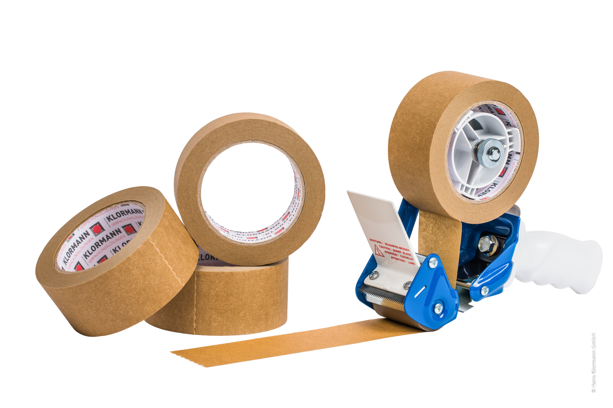 Bild von 72 Rollen Papierklebeband 50 mm x 50 m mit einem stabilen Handabroller