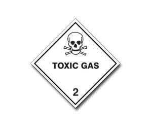 Bild von Gefahrgutetikett aus Haftpapier, "Toxic Gas", Kl. 2.3, 10 x 10 cm  