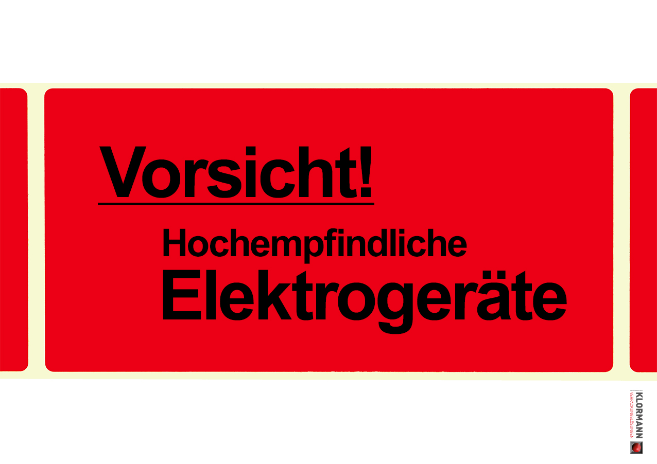 Bild von Warnetikett "Vorsicht! Hochempfindliche Elektrogeräte"