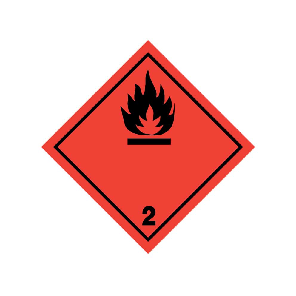 Bild von Gefahrgutetikett aus Haftpapier, Klasse 2.1, "Entzündbare Gase", 10 x 10 cm