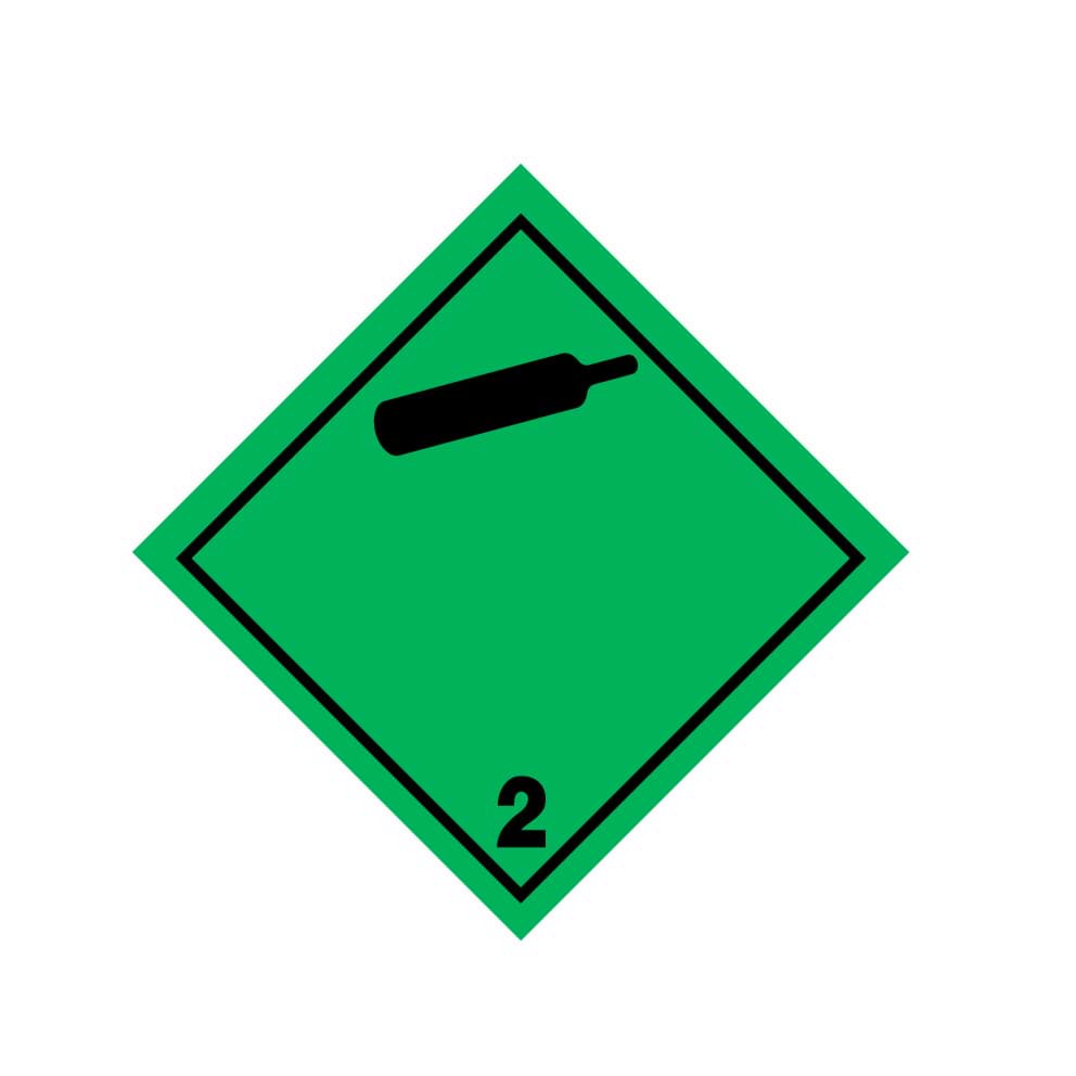 Bild von Gefahrgutetikett aus Haftpapier, Klasse 2.2, "Nicht entzündbare, nicht giftige Gase", 10 x 10 cm