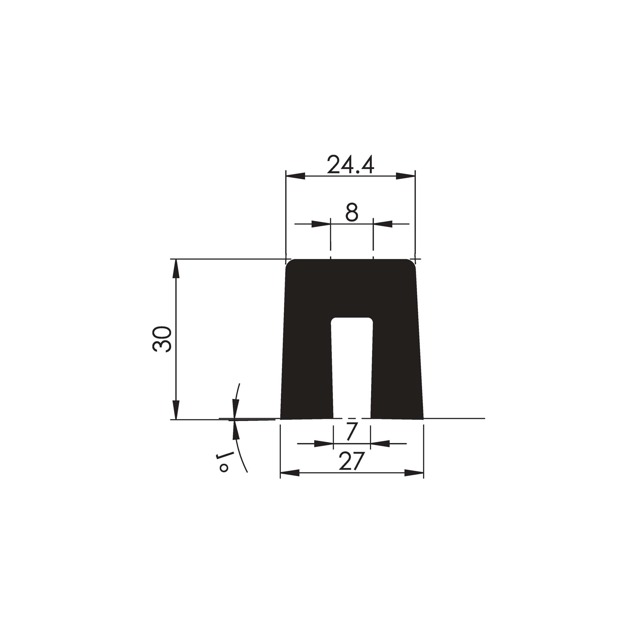 Bild von NOMA PROTECT WARNING PROFILES WP U 27 x 30 mm, Profillänge 1.000 mm